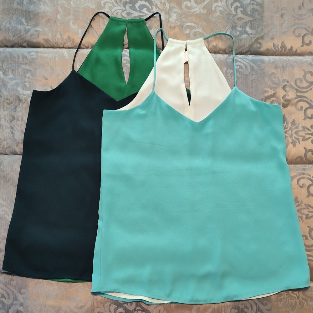 Express Barcelona reversible green camisole set, excellent used cond., sz S/P